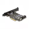 PCI Express x4 Karte DELOCK 90345 mit 2 externen USB Type-C Anschlüssen