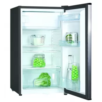Freistehender Kühlschrank MPM 112-CJ-16/AA — 82 L Gesamt, 69 L Kühlteil, 11 L Gefrierteil, grau, 480×500×840 mm, wechselbarer Türanschlag, Klasse E