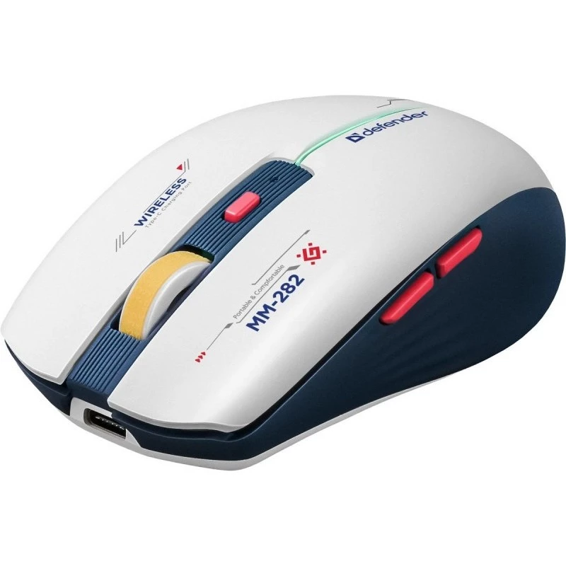 Kabellose Gaming-Maus DEFENDER MM-282 RF — beidhändig, optisch 1800 DPI, 5 Tasten, USB, batteriebetrieben