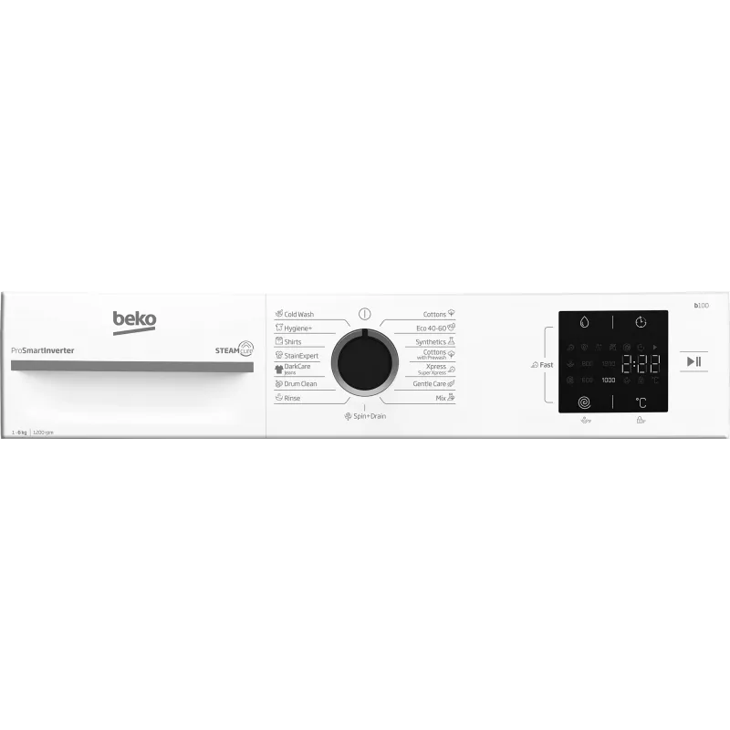 BEKO Waschmaschine BM1WFSU36233WB, 6 kg, Energieklasse B, 44,6 cm, 1200 U/min, Invertermotor, Steam Cure