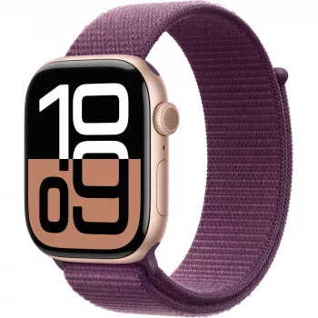Apple Watch Series 10 Aluminium-Gehäuse GPS + Cellular 46mm Roségold Sport Loop Plum