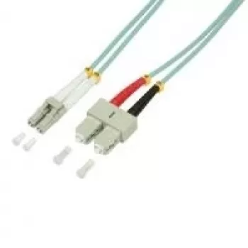 LogiLink - Patchkabel - SC Multimode (M) auf LC Multimode (M) - 1 m - Glasfaser - 50/125 Mikrometer - OM3 - Halogenfrei - Aquamarin