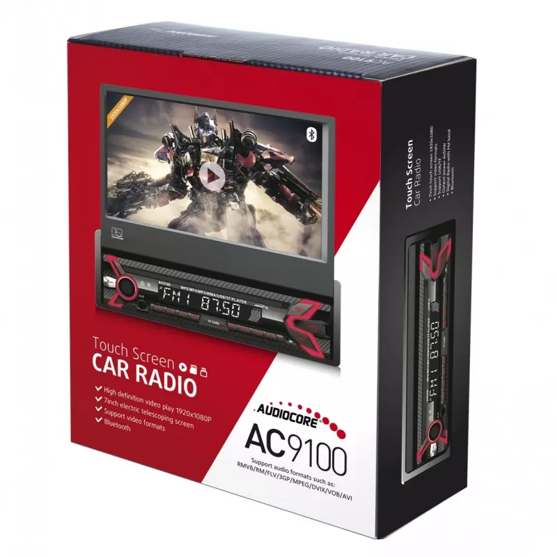 Audiocore AC9100 Radio Auto Digital Schwarz, Rot