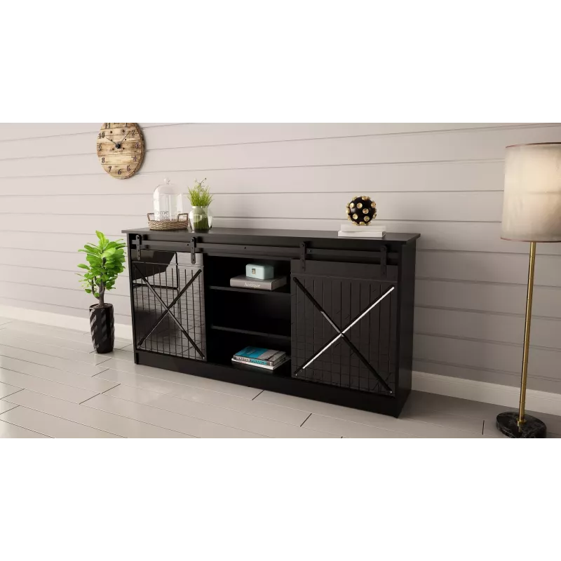 Kommode 160x80x35 GRANERO schwarz/schwarz glänzend