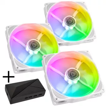 KING KITS LUBU-049 120mm ARGB Gehäuselüfter - 3er-Pack, Weiß