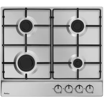 Einbaukochfeld Amica PGA6100BpR, 4 Gasbrenner, mechanische Steuerung, Edelstahl
