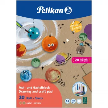 Pelikan Zeichen- und Bastelblock A4, 120 g/m², 20 Blatt, natur, FSC (102360)