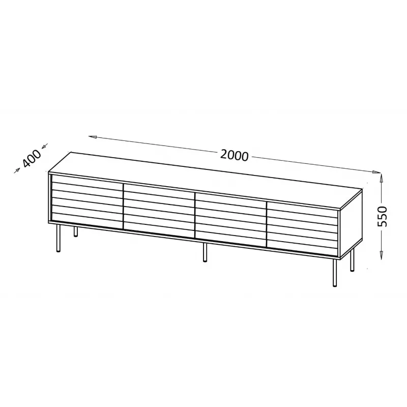 Cama CORTINA 4D TV-Schrank 200x40x55 schwarz