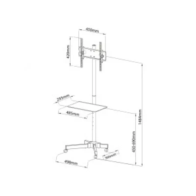 TV-Tisch/Rollwagen mit Rädern + Griff 23-55 25 kg S-09