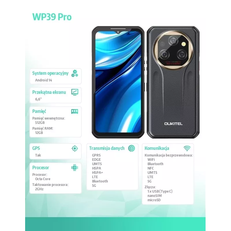 Smartphone Oukitel WP39 Pro 12/512 11000mAh Gold
