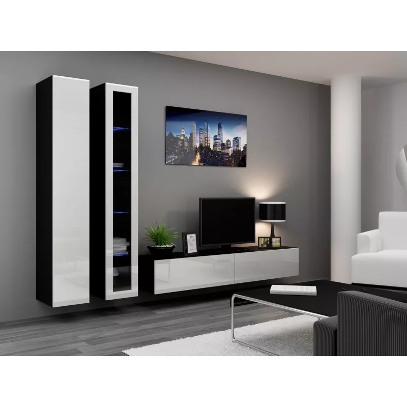 Cama geschlossen Schrank VIGO '180' 180/40/30 weiß/schwarz glänzend
