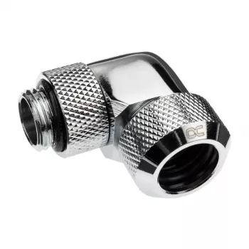 Alphacool Eiszapfen 13mm HardTube Schraubfitting 90° drehbar G1/4 - Winkel-Klemmverschraubung für Flüssigkeitskühlsystem - chrom
