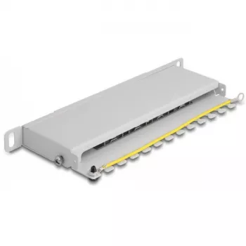 DeLOCK 10 Zoll Patch Panel, 8 Port, Kat.6A, 0,5HE, grau, Metall