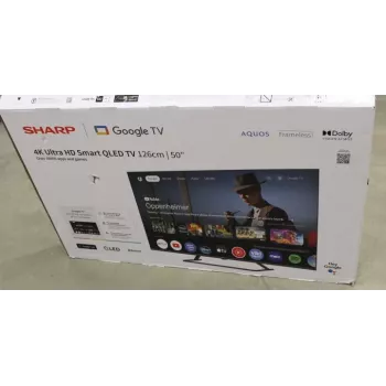 AUSVERKAUF. Sharp 50HP6265E 50 Zoll (126 cm) QLED 4K Ultra HD Google TV, Dolby Vision, Dolby Atmos, Zentralfuß | Sharp 50HP6265E | 50 | Smart TV | Google TV | UHD | Schwarz | BESCHÄDIGTE VERPACKUNG