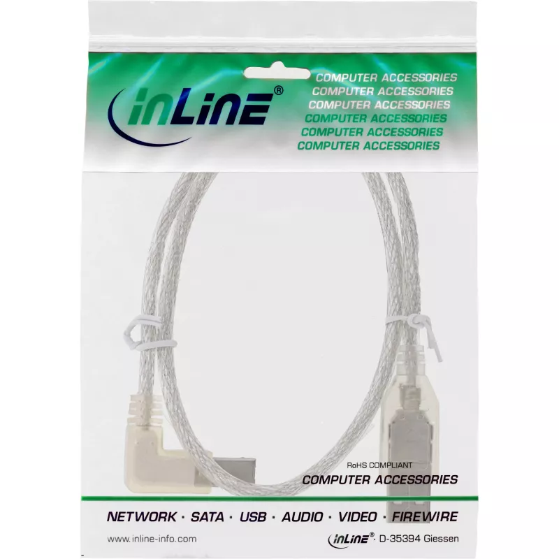 Microconnect USBAB5ANGLED-L USB-Kabel USB 2.0 5 m USB A USB B Weiß