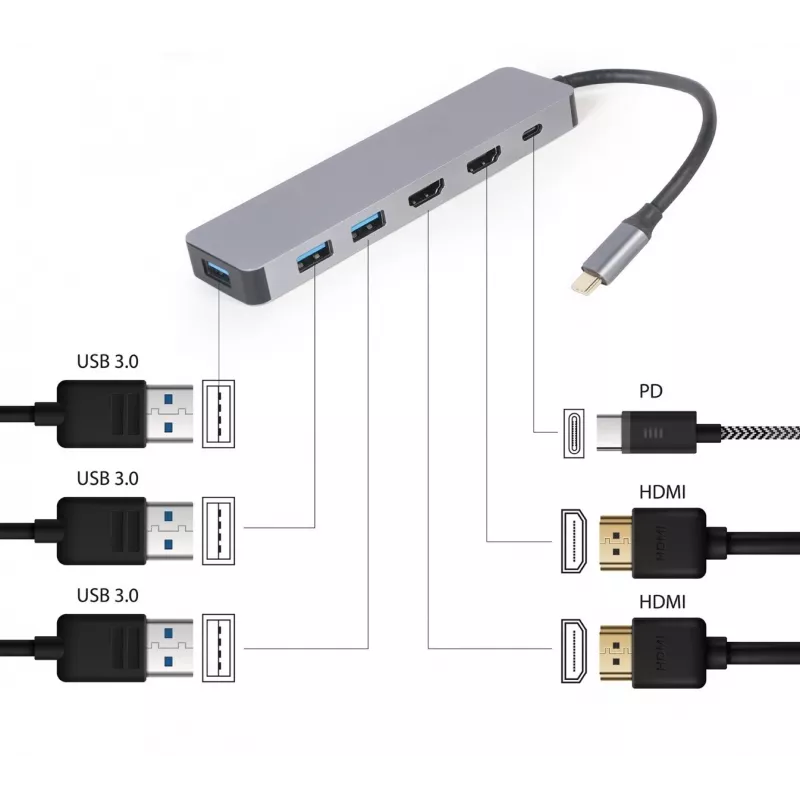 Gembird A-CM-COMBO3-03 USB Type-C 3-in-1 Multi-Port-Adapter (Hub + HDMI + PD)