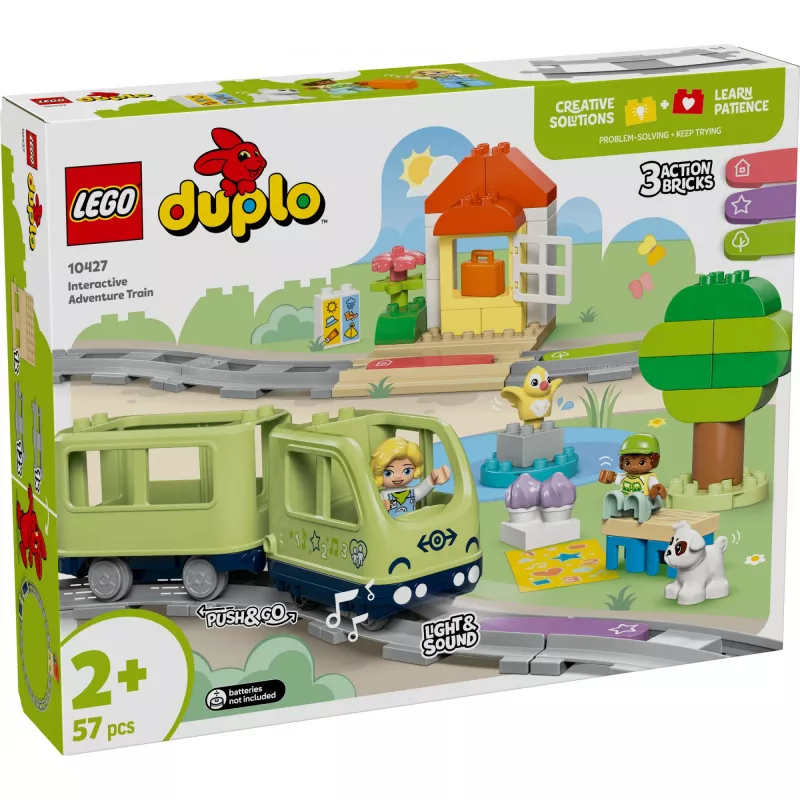 Spielzeug-Zugset LEGO DUPLO Interaktive Abenteuer-Eisenbahn 10427, 57 Teile, 2 Minifiguren, für Kinder ab 2 Jahren