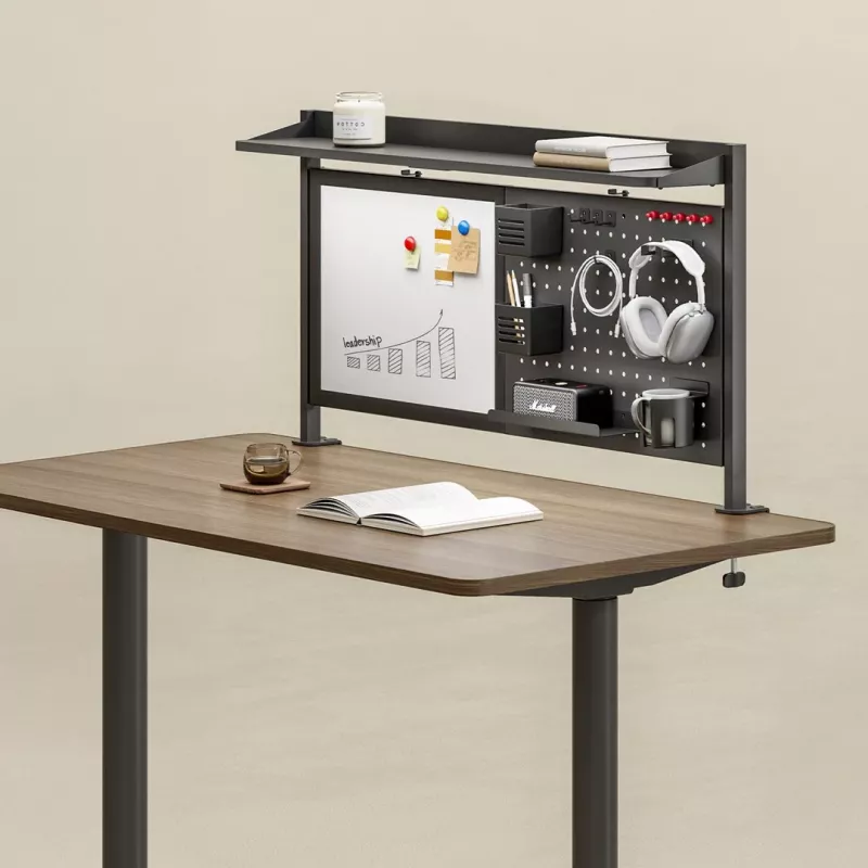 Ergo Office Schreibtisch-Trennwand / Organizer, max. Belastung 10 kg, Whiteboard, Breite 1116 mm, schwarz, ER-301 B
