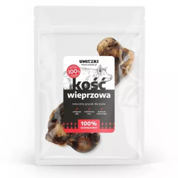 Hundekauknochen UNISZKI Pork Bone, Einzelstück — Schweinefleischgeschmack, 0–200 g, getreidefrei, für ausgewachsene Hunde, Zahnpflege