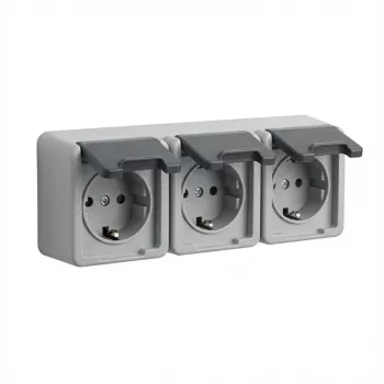 Schuko-Steckdose GIRA 4789 30, 16 A, 250 V, graues Kunststoffgehäuse
