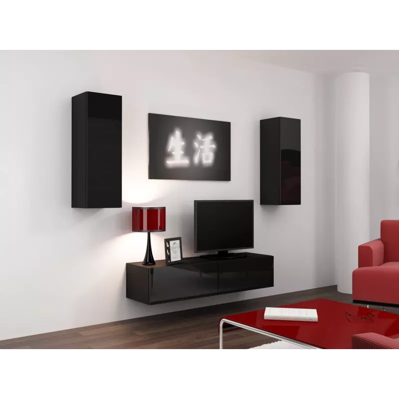 Cama TV-Ständer VIGO 140 30/140/40 schwarz/schwarz glänzend