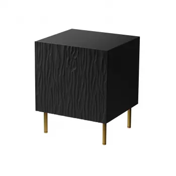 Nachttisch-Set 2 Stk. cama meble JUNGLE — 53,5×40,5×44 cm, schwarz matt MDF/Spanplatte, goldene Beine