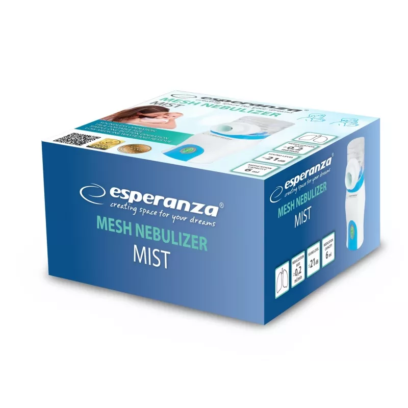 Tragbarer Inhalator ESPERANZA ECN005 — kompakter Taschenvernebler, 0,2 ml/min, 21 dB, USB, 2×AA