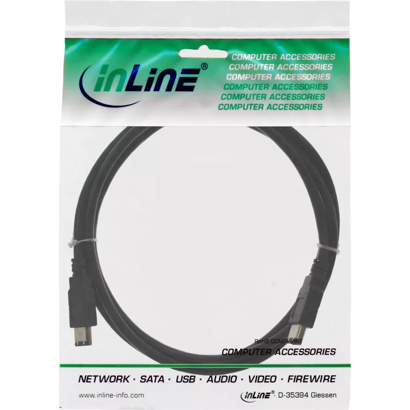 InLine FireWire 400 1394 Kabel 6 Pin Stecker / Stecker 1m