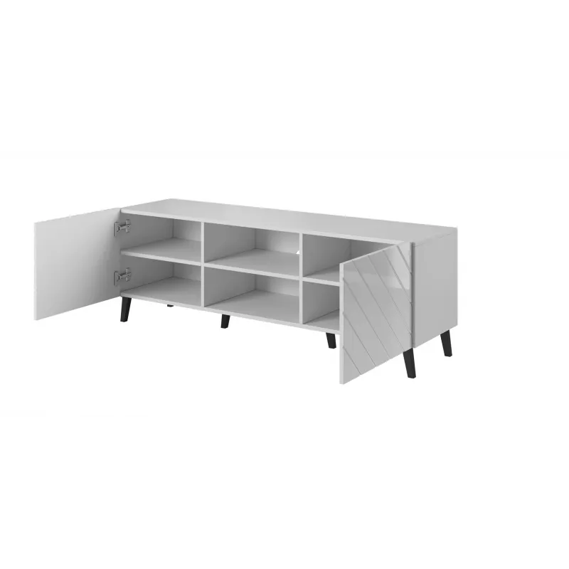 RTV-Schrank ABETO 150x42x52 weiß/weiß glänzend