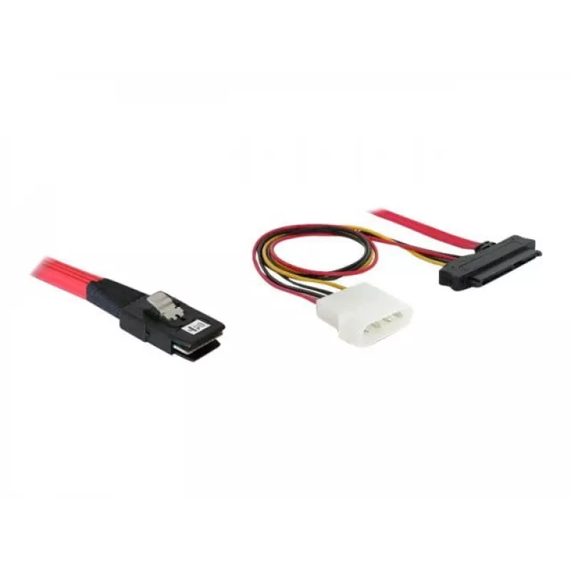 DeLOCK - Internes SAS-Kabel (Serial Attached SCSI) - 4-Lane - 36-polig 4i Mini MultiLane - Interne Stromversorgung, 4-polig, Internes SAS, 29-polig (SFF-8482) - 50 cm (83059)