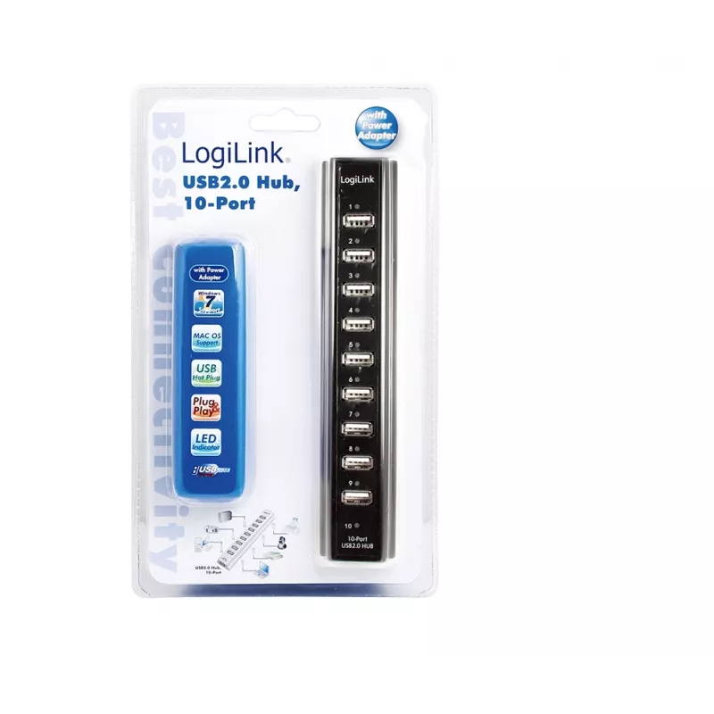 LogiLink UA0096 USB-Hub 480 Mbit/s Schwarz