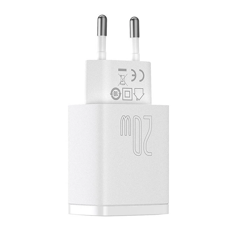 Wandladegerät Baseus Compact 1x USB-A + 1x USB-C 3A, kompakter Reiseadapter