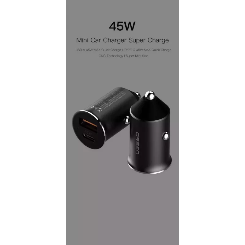 Autoladegerät Orsen C8 45W — 45W USB-C PD Schnellladen, Schwarz