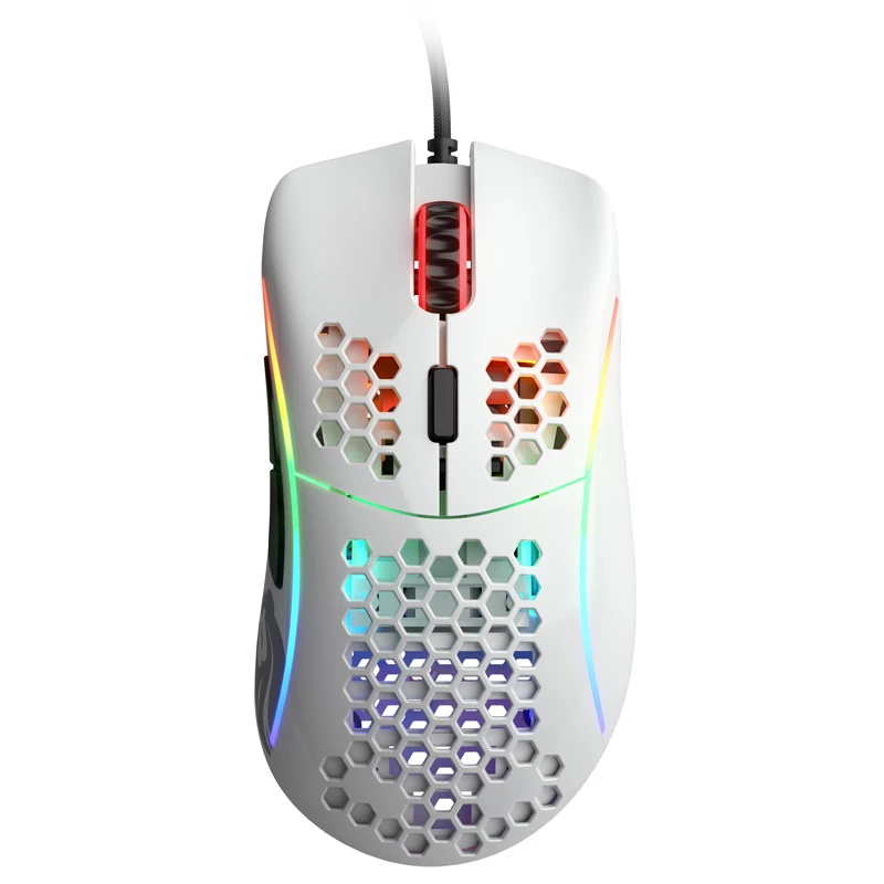 Glorious Model D Gaming-Maus - Weiß, glänzend + Grip Tape - schwarz