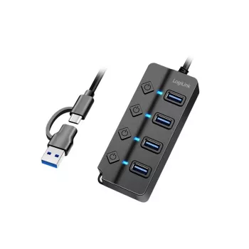USB 3.2 Gen1 HUB, 4x USB-A Ein-/Ausschalter
