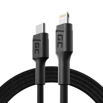 Lightning-auf-USB‑C-Kabel Grün Cell KABGC07, 1 m, schwarz, Lightning (Stecker) auf USB‑C (Stecker), 480 Mbit/s