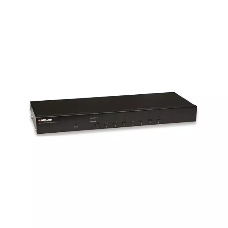 Intellinet 8-Port Rackmount KVM Switch, Combo USB + PS/2, On-Screen-Display, Kabel im Lieferumfang (Euro 2-Pin Stecker)