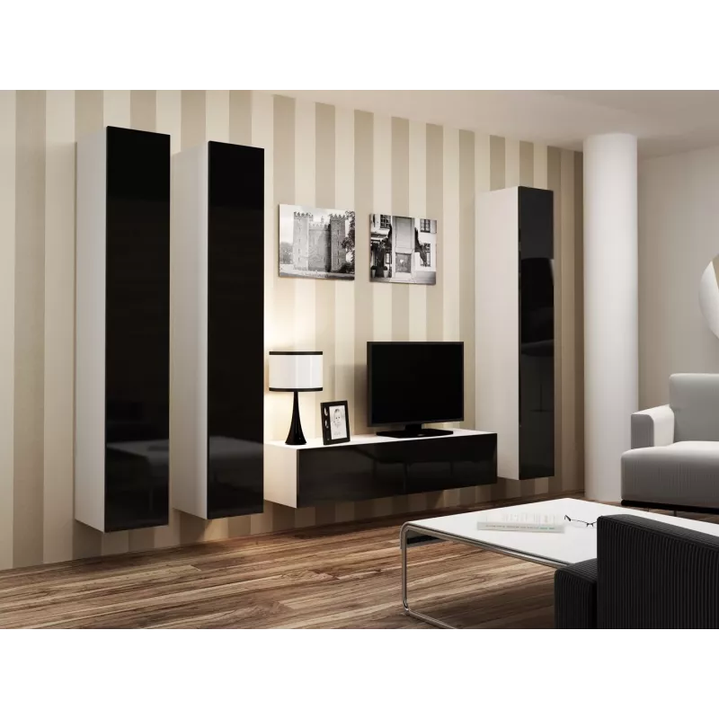 Cama geschlossen Schrank VIGO '180' 180/40/30 weiß/schwarz glänzend