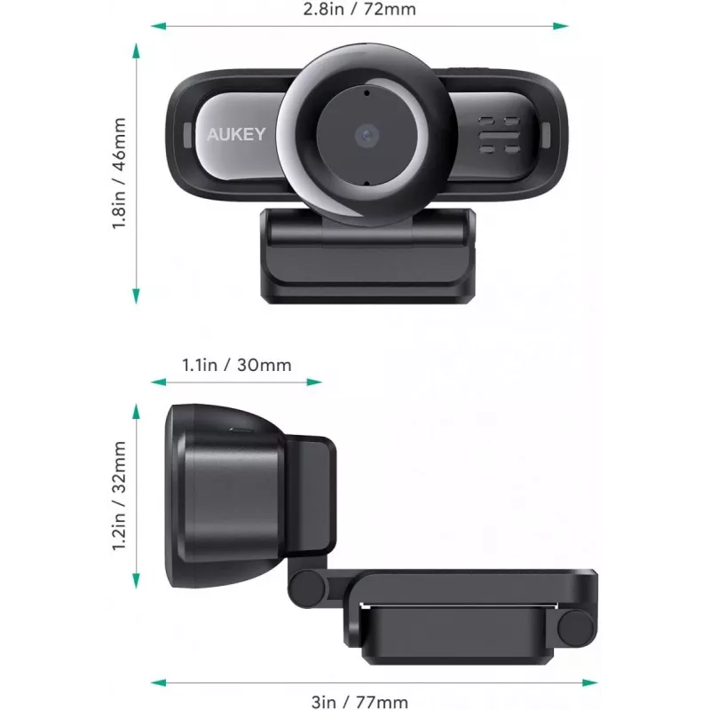 Webcam AUKEY PC-LM3 2 MP 1920 x 1080 Pixel USB 2.0 Schwarz