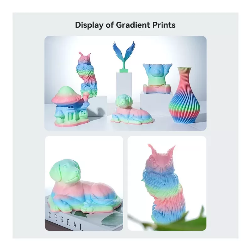 3D-Druck-Filament Creality PLA 1,75 mm, 1 kg – Blau/Grün/Pink (Creality 3301010424)
