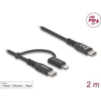 USB-Kabel DeLOCK 81171 2m USB C USB C/Lightning Schwarz