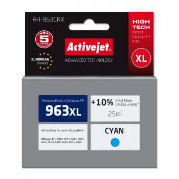 Activejet AH-963CRX Tinte (Ersatz für HP 963XL 3JA27AE; Premium; 1760 Seiten; 25 ml, Cyan)