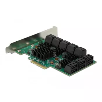 DeLOCK 16 Port SATA PCI Express x4 Karte 6 Gbit/s Grün Grau