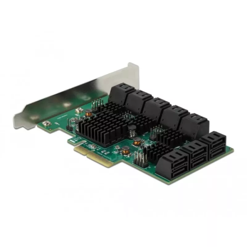DeLOCK 16 Port SATA PCI Express x4 Karte 6 Gbit/s Grün Grau