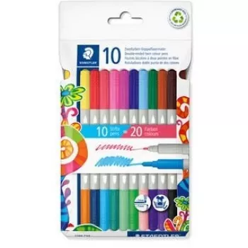 Staedtler 3280 C10 Twin Color Doppelspitzen-Fasermaler-Set (10 Stück)