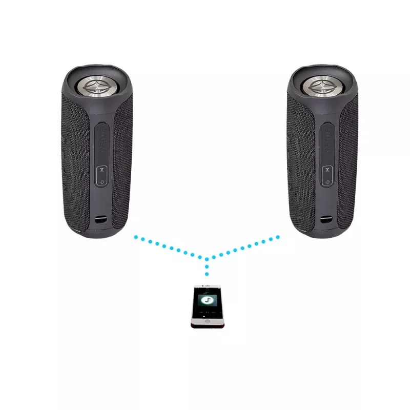 Tragbarer Lautsprecher MANTA SPK130GO BT — Bluetooth 5.0, TWS, FM, 10W RMS, wiederaufladbar (schwarz, 8×8×19 cm)