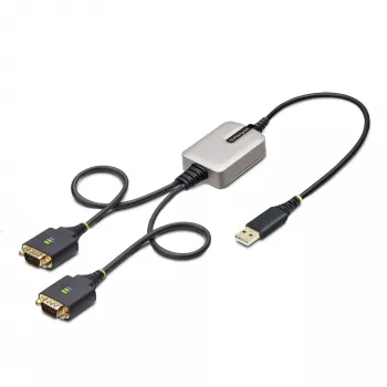 StarTech.com 2ft (60cm) 2-Port USB zu Seriell Adapterkabel, austauschbare DB9 Schrauben/Muttern, COM-Erhaltung, USB-A auf DB9 RS232, FTDI, Level-4 ESD-Schutz, Windows/macOS/ChromeOS/Linux – Robuste TPE-Konstruktion