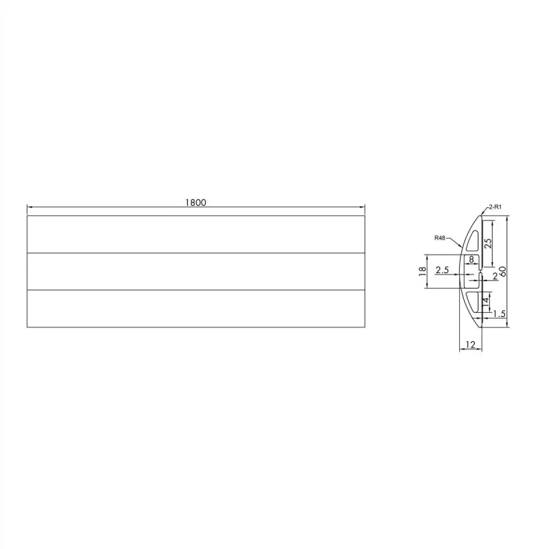 ROLINE Kabelkanal TPE Flex, 60 mm, schwarz, 1,8 m (19.08.3105)