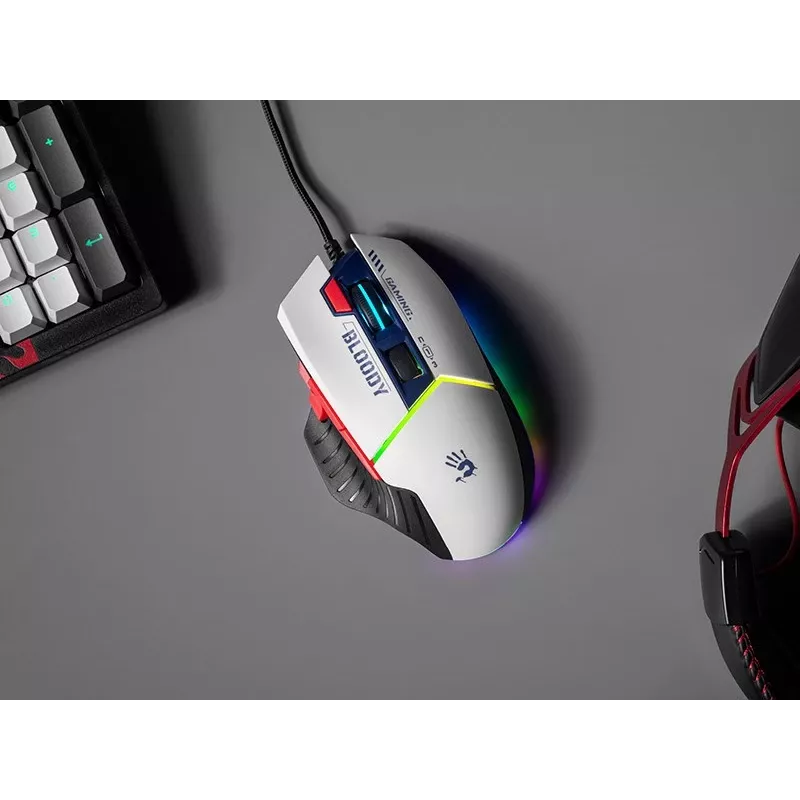 Gaming-Maus A4Tech Bloody W95Max USB – rechtshändig, weiß, 12000 DPI, 1 ms, 250 ips, 125/2000 Hz