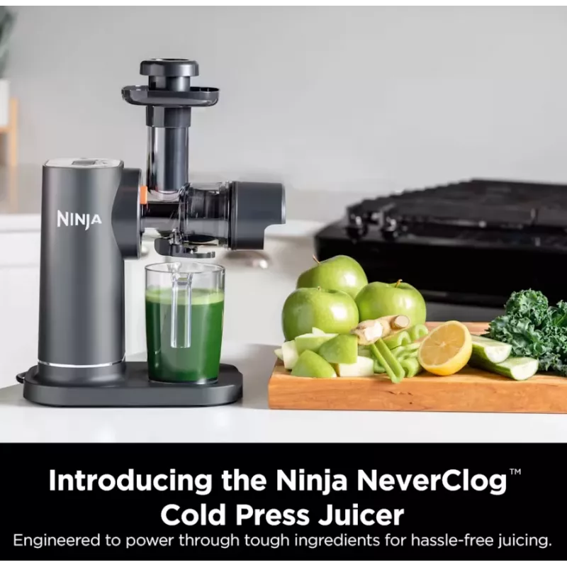 NINJA Cold Press Juicer | Neverclog JC151EU | Typ Kaltentsafter | Grau | 150 W | Anzahl Geschwindigkeiten 1